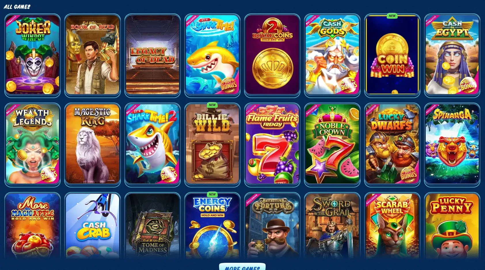 Schermata di accesso al casinò My Empire con bonus di benvenuto